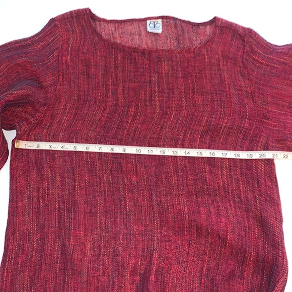 CTC Linen Mesh Tie Long Sleeve Burgundy Red Oversized Tunic Top Blouse Size M - Picture 6 of 12